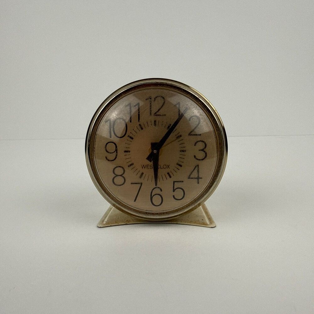 Vintage Westclox Wind-Up Alarm Clock Cream Retro Made in USA Untested